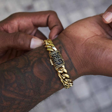 Pulsera de eslabones cubanos Signature en oro amarillo - 12mm
