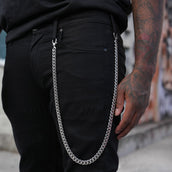 Cadena cubana estilo Miami de 12 mm con cadena para pantalón de mosquetón de 12 mm en oro blanco