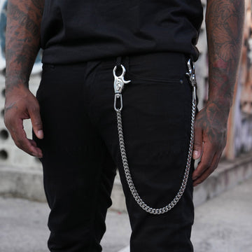 12MM Miami Cuban w/ 65MM Carabiner Pant Chain in White Gold