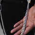 12MM Miami Cuban w/ 65MM Carabiner Pant Chain in White Gold