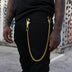 12MM Miami Cuban w/ 65MM Carabiner Pant Chain in Yellow Gold