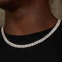 Cadena cubana con engaste de diamante de 8,5 mm - Oro blanco
