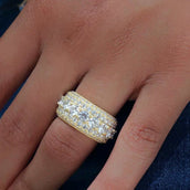 14k Solid Gold 5 Layer Diamond Band Ring-VS Diamonds