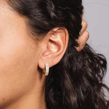 14k Solid Gold Double Row Hoop Earrings - The GLD Shop