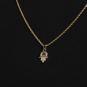 Solid Gold Hamsah Micro Pendant-VS Diamonds