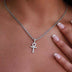 14k Solid Gold Micro Ankh Cross In White Gold - The GLD Shop