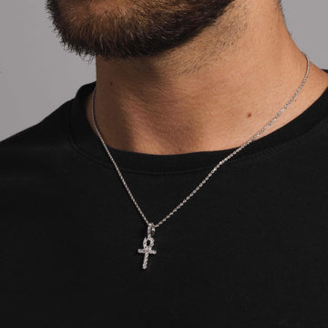 14k Solid White Gold Micro Ankh Cross - The GLD Shop