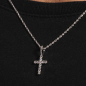 Solid White Gold Micro Diamond Cross Pendant-VS Diamonds
