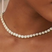 GLD Micro Clustered Tennis Necklace in Yellow Gold