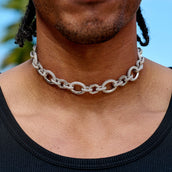 Iced Loop Infinity Adjustable Chain in White Gold - 18mm