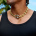 Two Tone Large Link Puffed Mariner Chain in Yellow & White Gold - 15mm