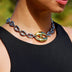 Two Tone Large Link Puffed Mariner Chain Necklace in White & Yellow Gold - 15mm