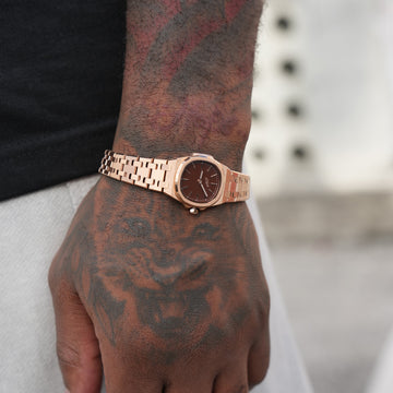 25MM Mini Visionary Stainless Steel Band Watch - Rose Gold - Chocolate Brown Dial