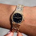 Reloj Mini Visionary de acero inoxidable de 25 mm con correa - Dorado - Esfera negra