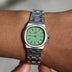 Reloj Mini Visionary de 25 mm con correa de acero inoxidable - Oro blanco - Esfera verde menta