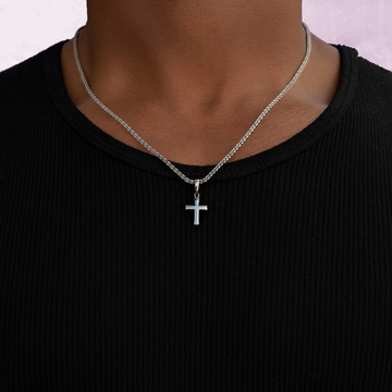 Micro Simple Cross Pendant in Black