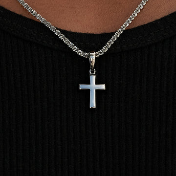 Micro Simple Cross Pendant in Black