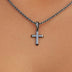 Micro Simple Cross Pendant in Black