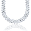 Moissanite Diamond Prong Cuban Chain in Sterling Silver - 19mm