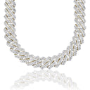 Men's Moissanite Diamond Prong Cuban Chain in Yellow Gold Vermeil - 19mm