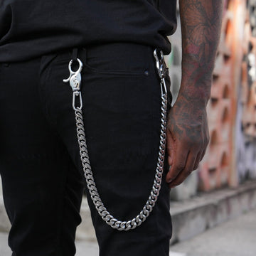 19MM Miami Cuban w/ 65MM Carabiner Pant Chain in White Gold