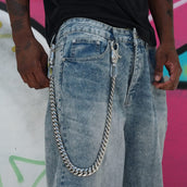 19MM Miami Cuban w/ 65MM Carabiner Pant Chain in White Gold