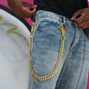 19MM Miami Cuban w/ 65MM Carabiner Pant Chain in Yellow Gold