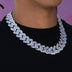 Diamond Baguette Tight Link Cuban Chain Necklace in White Gold - 19mm