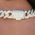 Diamond Baguette Tight Link Cuban Necklace in Yellow Gold - 19mm