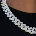 Diamond Baguette Tight Link Cuban Chain Necklace in Yellow Gold - 19mm