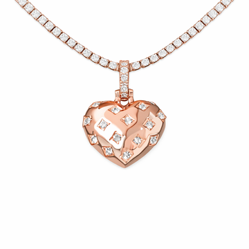 Diamond GLD Star Heart Pendant in Rose Gold