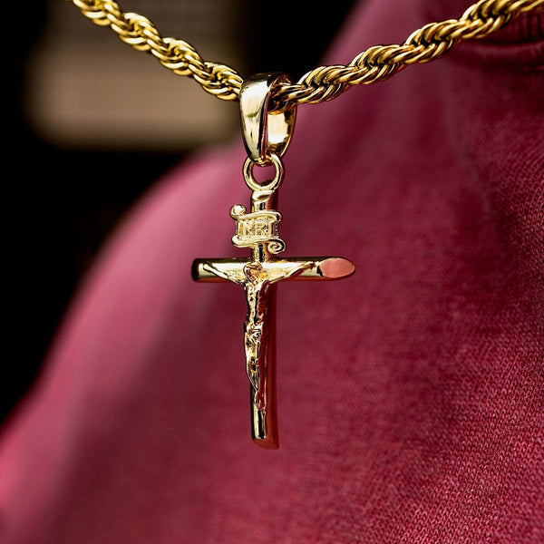Colgante Cruz Crucifijo de Oro Amarillo