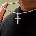 Paquete de Cadena de Tenis de Diamantes + Cruz de Diamantes en Oro Blanco - 3mm