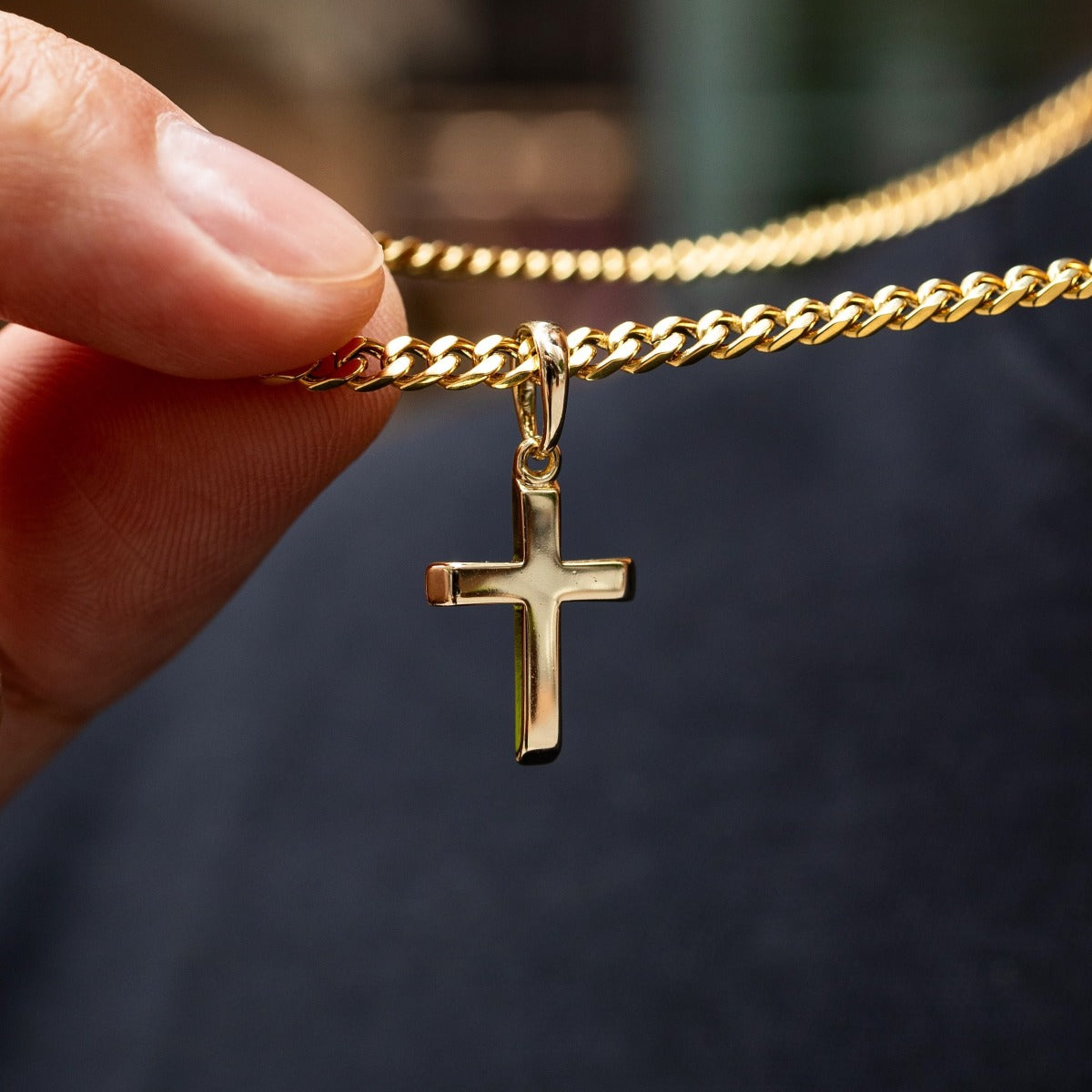 Micro Simple Cross Pendant in Yellow Gold – The GLD Shop