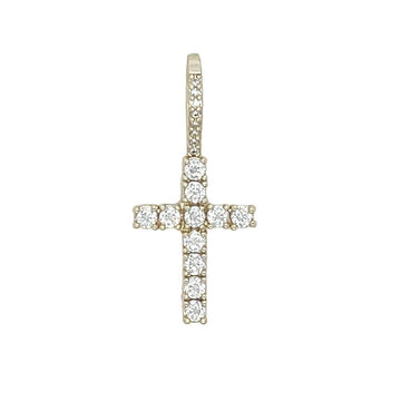 Women's Moissanite Diamond Cross Micro Pendant in Yellow Gold Vermeil