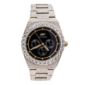 42mm Iced Alpha Era Moissanite in Gold Black Dial