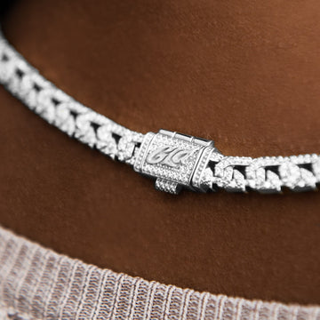 Collar Micro Iced G-Link de oro blanco