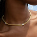 Round Stone Station Cuban Necklace in Yellow Gold