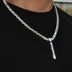 Multi Stone Lariat Chain in White Gold