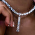 Multi Stone Lariat Necklace in White Gold