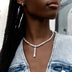 Multi Stone Lariat Necklace in White Gold