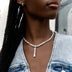 Multi Stone Lariat Necklace in White Gold