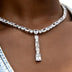 Multi Stone Lariat Necklace in White Gold