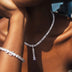 Multi Stone Lariat Necklace in White Gold