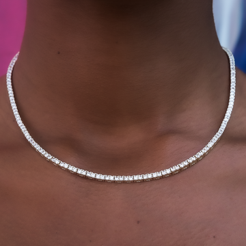 Collar de tenis de diamantes en oro amarillo - 2 mm
