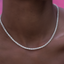 Round Cut Tennis Necklace in Yellow Gold- 2mm