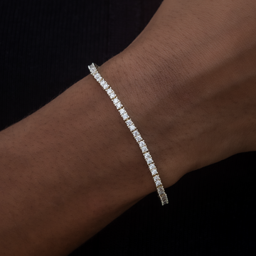 Pulsera de tenis de moissanita con diamantes en vermeil de oro amarillo para mujer - 2 mm