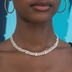 Iced Mariner Puffed Cuban Necklace in Yellow Gold