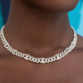 Iced Mariner Cuban Necklace in Yellow Gold- 9mm