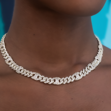 Iced Mariner Cuban Necklace in Yellow Gold- 9mm